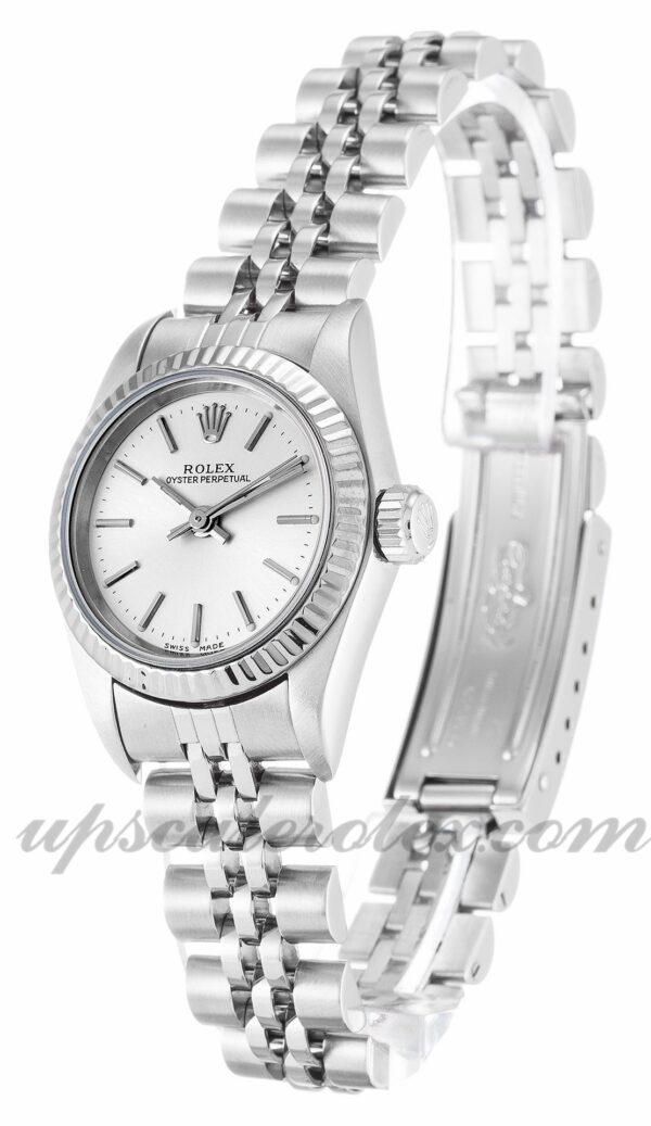Senhoras Rolex Lady Oyster Perpetual 67194 caixa 24mm Movimento automático mostrador prateado - Image 2