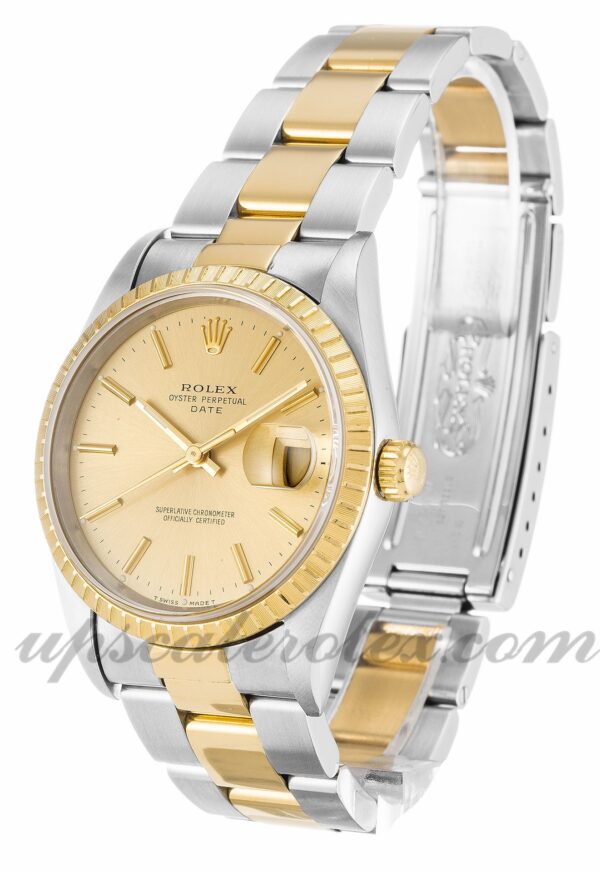 Caixa Unissex Rolex Oyster Perpetual Date 15223 34mm Movimento automático Botão Champagne - Image 2