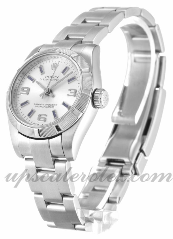 Senhoras Rolex Lady Oyster Perpetual 176210 caixa 26mm Movimento automático Quarter prata dial - Image 2