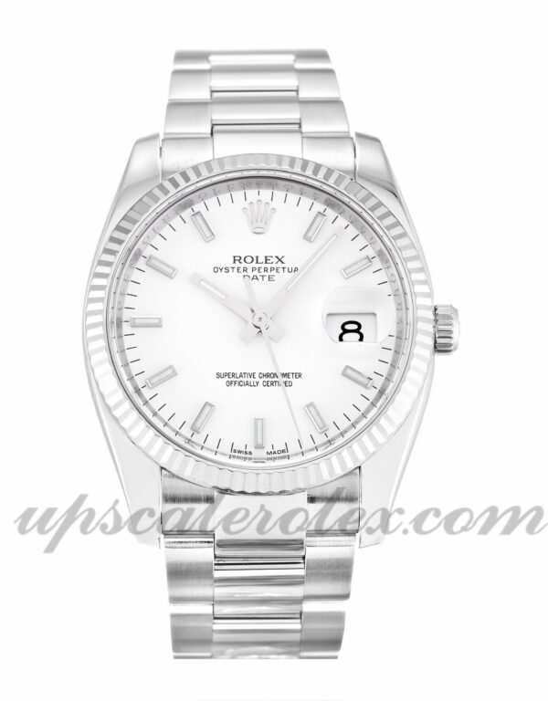 Caixa Unissex Rolex Oyster Perpetual Date 115234 34 mm Movimento automático Mostrador branco