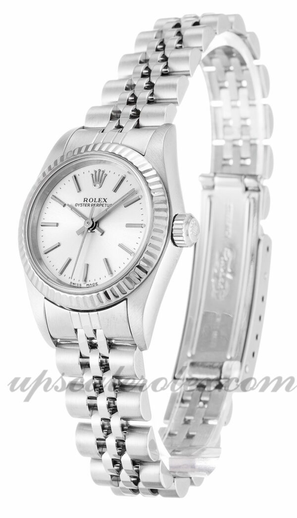 Senhoras Rolex Lady Oyster Perpetual 76094 caixa 26 mm Movimento automático mostrador prateado - Image 2