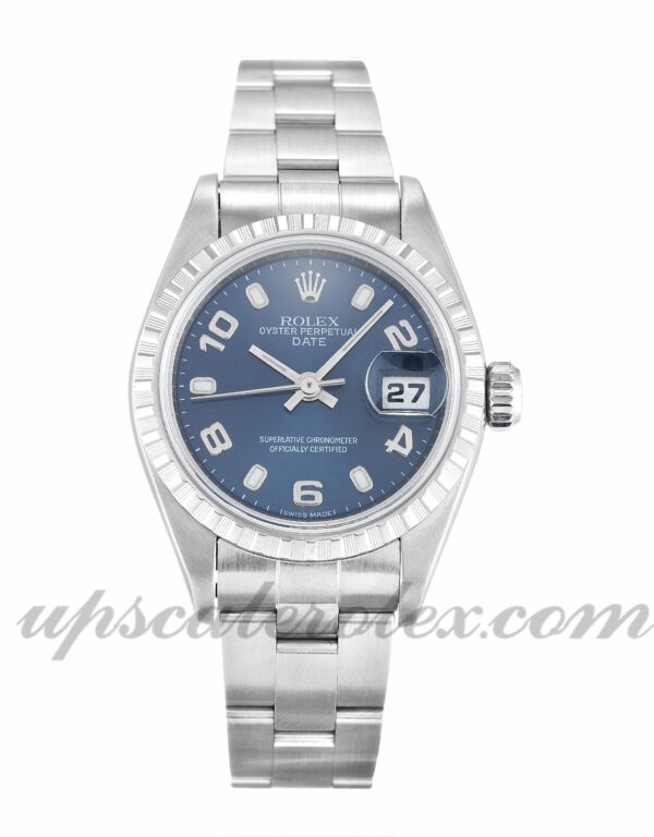 Senhoras Rolex Lady Oyster Perpetual 79240 26mm caso movimento automático Blue Quarter Dial
