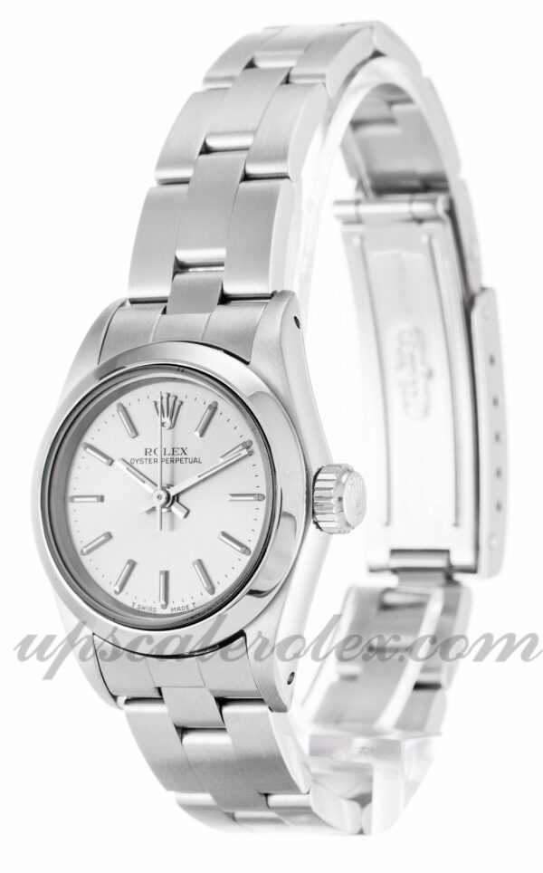 Senhoras Rolex Lady Oyster Perpetual 67180 caixa 26mm Movimento automático mostrador prateado - Image 2