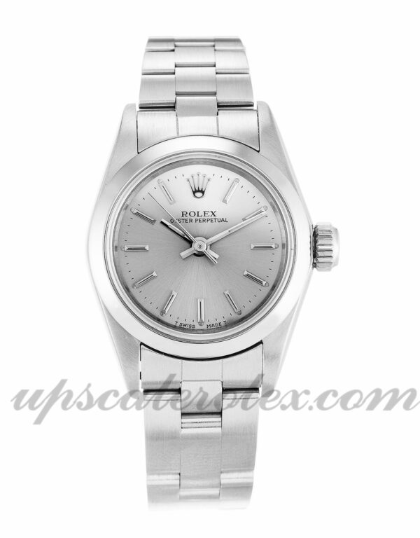 Senhoras Rolex Lady Oyster Perpetual 67180 caixa 26mm Movimento automático mostrador prateado