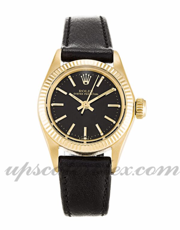 Senhora Rolex Lady Oyster Perpetual 6718 caixa 26 mm Movimento automático mostrador preto