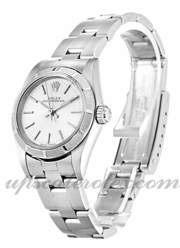 Senhora Rolex Lady Oyster Perpetual 67230 caixa 26 mm Movimento automático mostrador prateado - Image 2