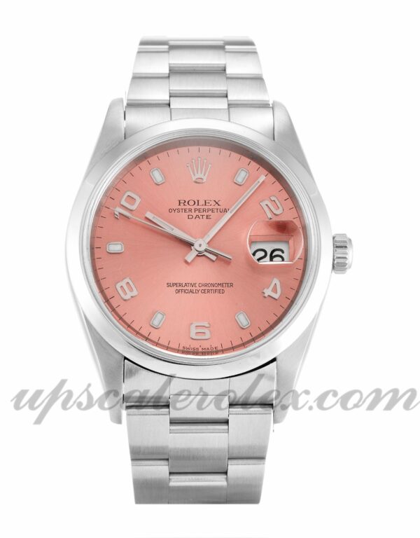 Caixa Unissex Rolex Oyster Perpetual Date 15200 34mm Movimento automático Mostrador salmão