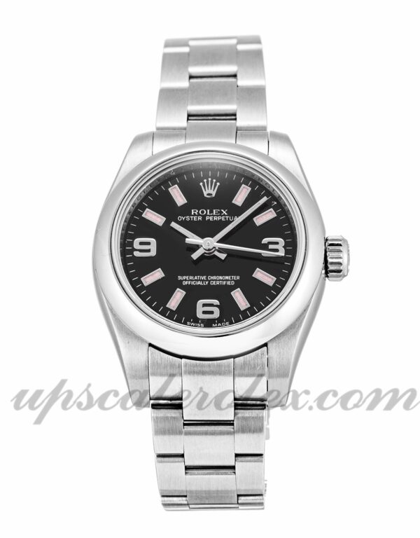 Senhoras Rolex Lady Oyster Perpetual 176200 26mm caso movimento automático Black Quarter Dial