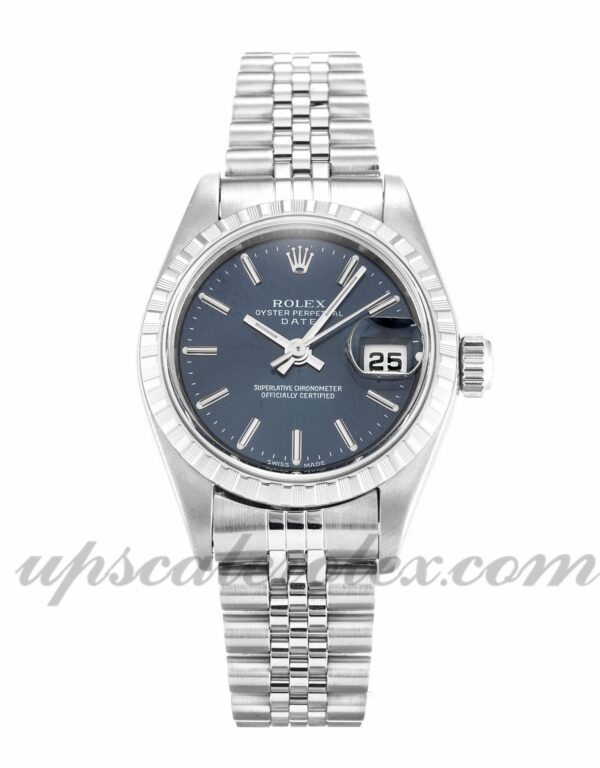 Senhoras Rolex Lady Oyster Perpetual 79240 caixa 25mm Movimento automático mostrador azul