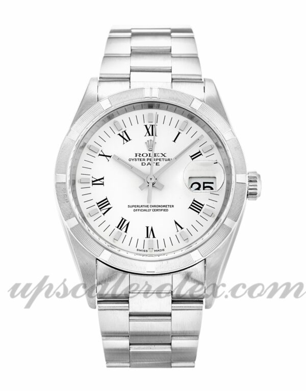 Caixa Unissex Rolex Oyster Perpetual Date 15210 34 mm Movimento automático Mostrador branco