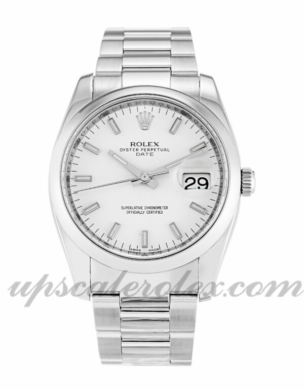Rolex Oyster Perpetual Date Unisex 115200 34 mm Mostrador branco