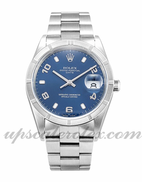 Unissex Rolex Oyster Perpetual Date Movimento Automático Blue Dial 15210 34 MM Case