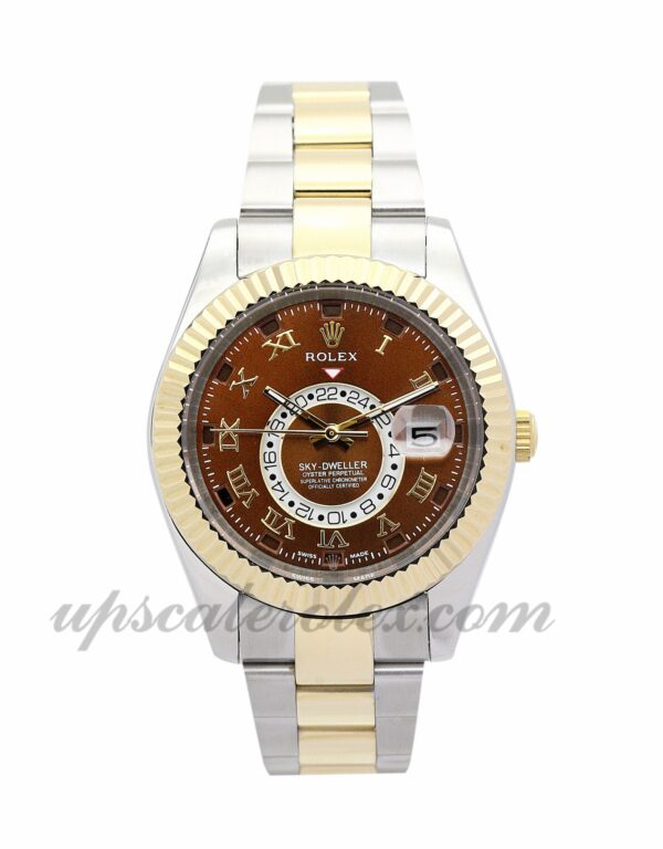 Man Rolex Sky-Dweller 326938 Movimento automático caixa 42 mm Mostrador marrom