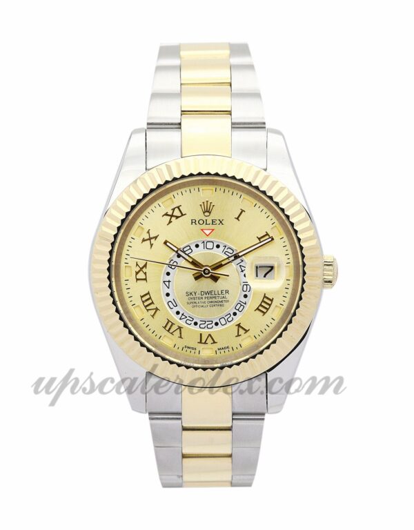 Rolex Mens Sky-Dweller 326938 42 mm Caixa Dourada Movimento Automático