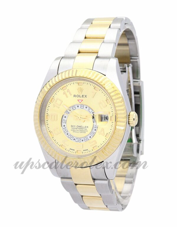 Masculino Rolex Sky-Dweller 326938 caixa 42 mm Movimento automático mostrador dourado - Image 2
