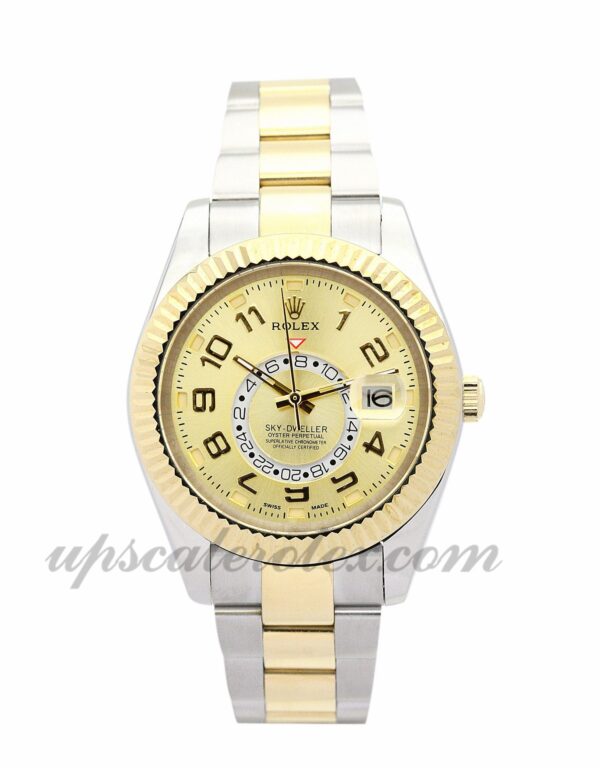 Masculino Rolex Sky-Dweller 326938 caixa 42 mm Movimento automático mostrador dourado