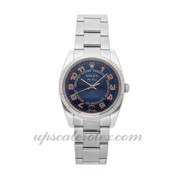 Masculino Rolex Air-king 114234 34 mm Caixa mecânica (automático) Movimento mostrador azul
