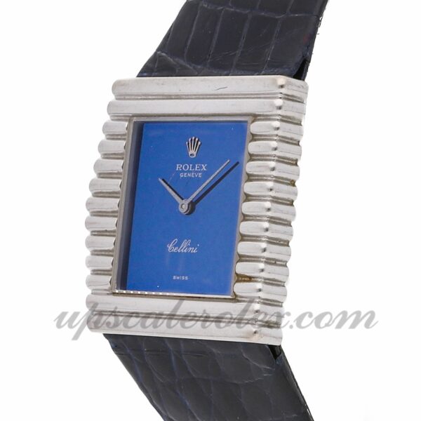 Senhoras Rolex Cellini King Midas 4015 26 mm x 29 mm Caixa mecânica (corda manual) Movimento mostrador azul - Image 3