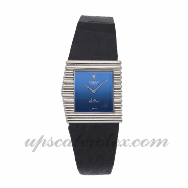 Senhoras Rolex Cellini King Midas 4015 26 mm x 29 mm Caixa mecânica (corda manual) Movimento mostrador azul
