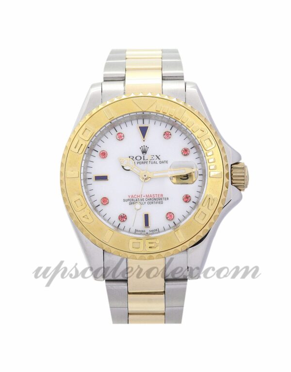 Homens Rolex Yacht-Master 16623 caixa 40 mm Movimento automático Diamante vermelho e mostrador branco