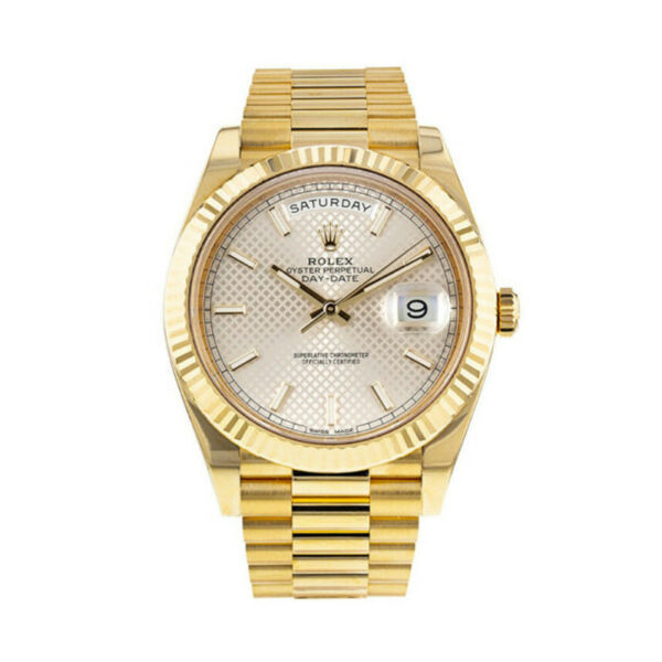 Relógio Rolex Day-Date 228238 Prata Padrão Diagonal Masculino 40 mm