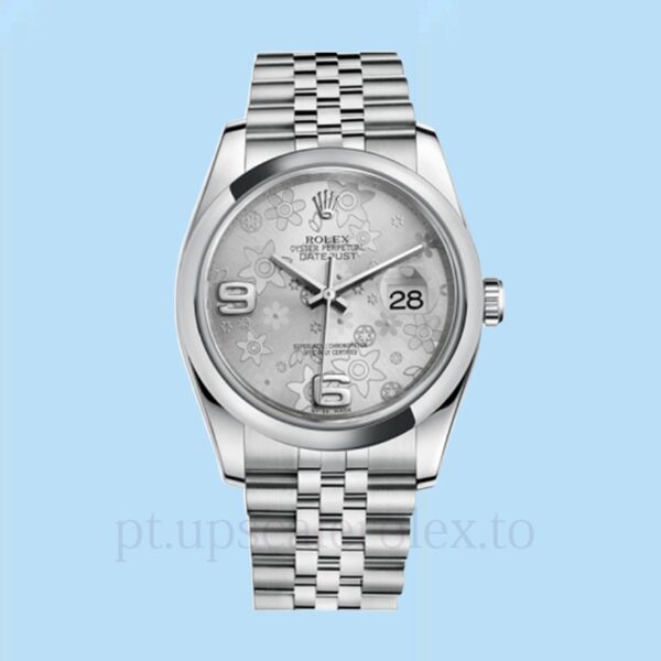 Rolex Datejust Masculino 116200SFAJ Mostrador floral prateado Pulseira - Image 2