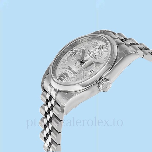 Rolex Datejust Masculino 116200SFAJ Mostrador floral prateado Pulseira - Image 3