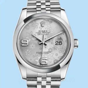 Rolex Datejust Masculino 116200SFAJ Mostrador floral prateado Pulseira