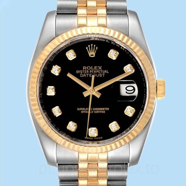 Rolex Datejust Masculino 116233BKDJ 36mm Automático Tom prata