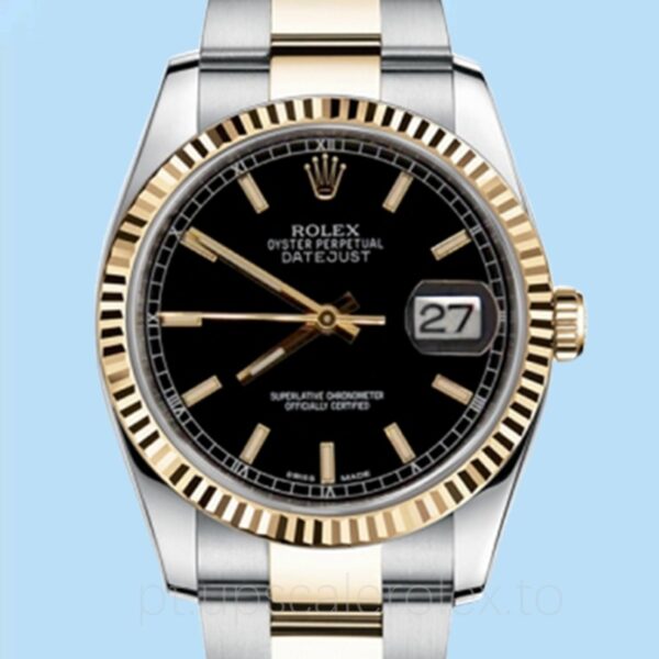 Rolex Datejust 116233BKSO Masculino Automático Tom prata Mostrador preto
