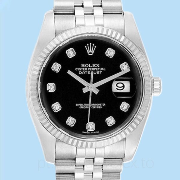 Rolex Datejust 116234BKDJ Masculino Tom prata Pulseira Automático