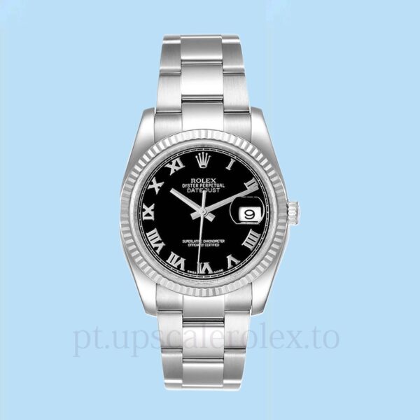 Rolex Datejust 116234BKRO Masculino Oysterlock Mostrador preto Tom prata - Image 2