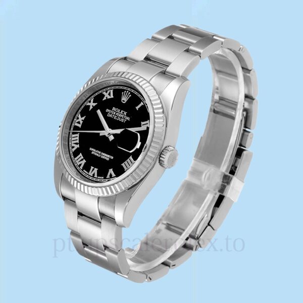 Rolex Datejust 116234BKRO Masculino Oysterlock Mostrador preto Tom prata - Image 3