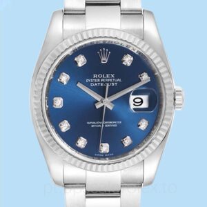 Rolex Datejust 116234BLDO Masculino Mostrador azul Tom prata Oysterlock