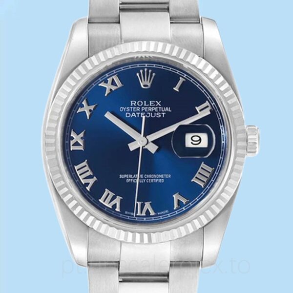 Rolex Datejust 116234BLRO Masculino Automático Tom prata 36mm