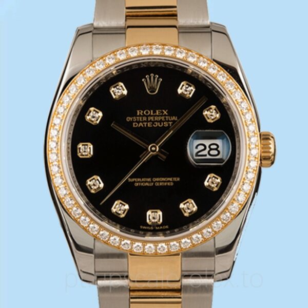 Rolex Datejust Masculino 116243BKDO Tom prata Automático Oysterlock