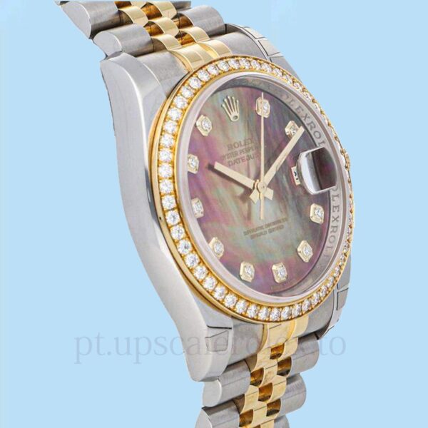 Rolex Datejust 116243BKMDJ Masculino 36mm Tom prata - Image 3