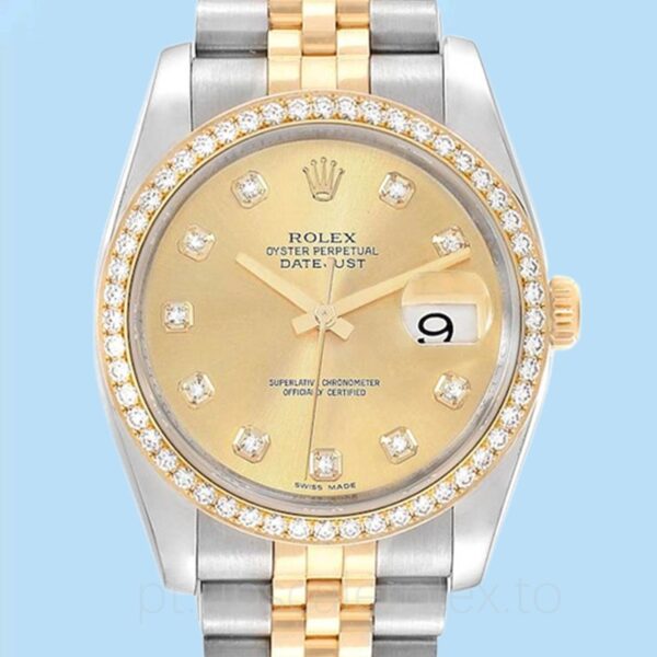 Rolex Datejust 116243CDJ Masculino 36mm Pulseira Tom prata
