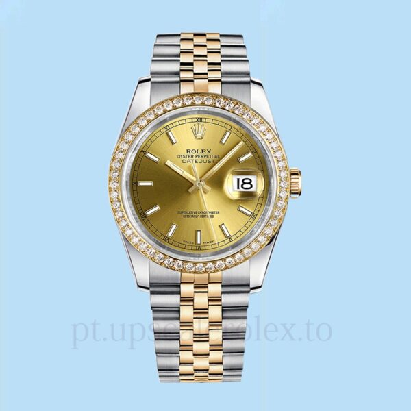 Rolex Datejust Masculino 116243CSJ Mostrador de champanhe Pulseira Tom prata - Image 2