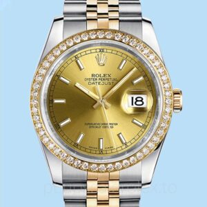Rolex Datejust Masculino 116243CSJ Mostrador de champanhe Pulseira Tom prata
