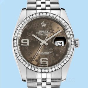 Rolex Datejust Masculino 116244BFAJ Pulseira Mostrador floral bronze