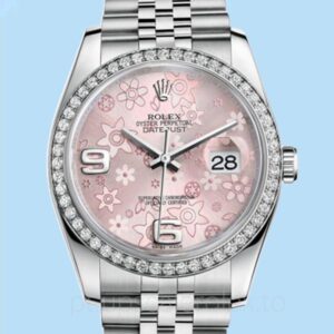 Rolex Datejust Masculino 116244PFAJ 36mm Mostrador floral rosa