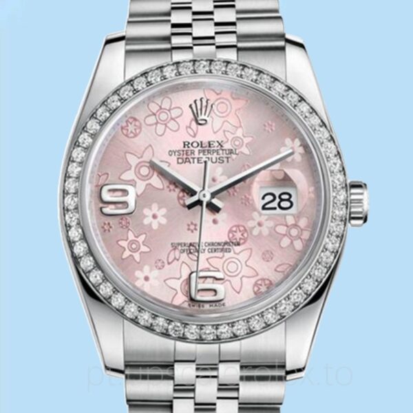 Rolex Datejust Masculino 116244PFAJ 36mm Mostrador floral rosa