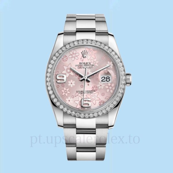 Rolex Datejust 116244PFAO Masculino Mostrador floral rosa Tom prata - Image 2
