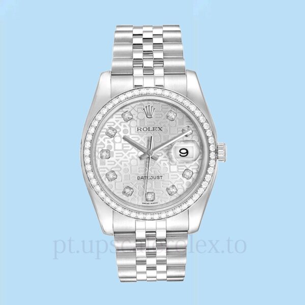 Rolex Datejust 116244SJDJ Masculino Tom prata Pulseira 36mm - Image 2