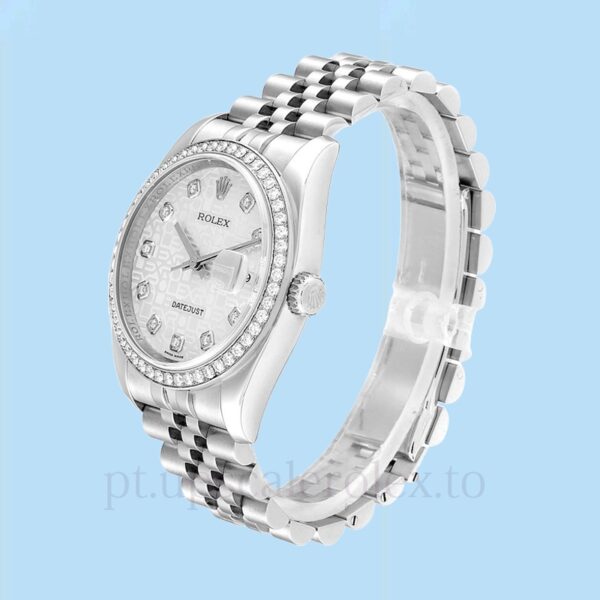 Rolex Datejust 116244SJDJ Masculino Tom prata Pulseira 36mm - Image 3