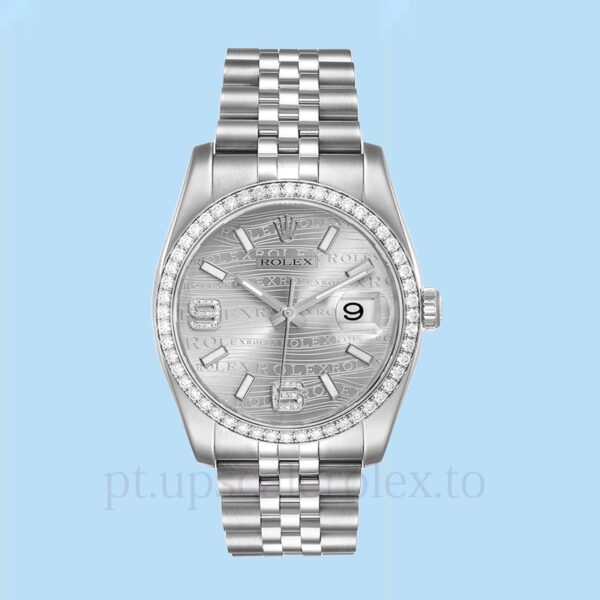 Rolex Datejust Masculino 116244SWDAJ Pulseira Automático Mostrador de onda prateada - Image 2