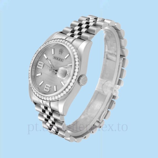 Rolex Datejust Masculino 116244SWDAJ Pulseira Automático Mostrador de onda prateada - Image 3