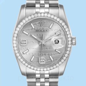 Rolex Datejust Masculino 116244SWDAJ Pulseira Automático Mostrador de onda prateada
