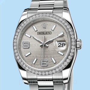 Rolex Datejust 116244SWDAO Masculino Mostrador de onda prateada 36mm Automático